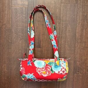 Patchpoint Ltd. Quilted Floral Red Shoulder Duffle Bag
